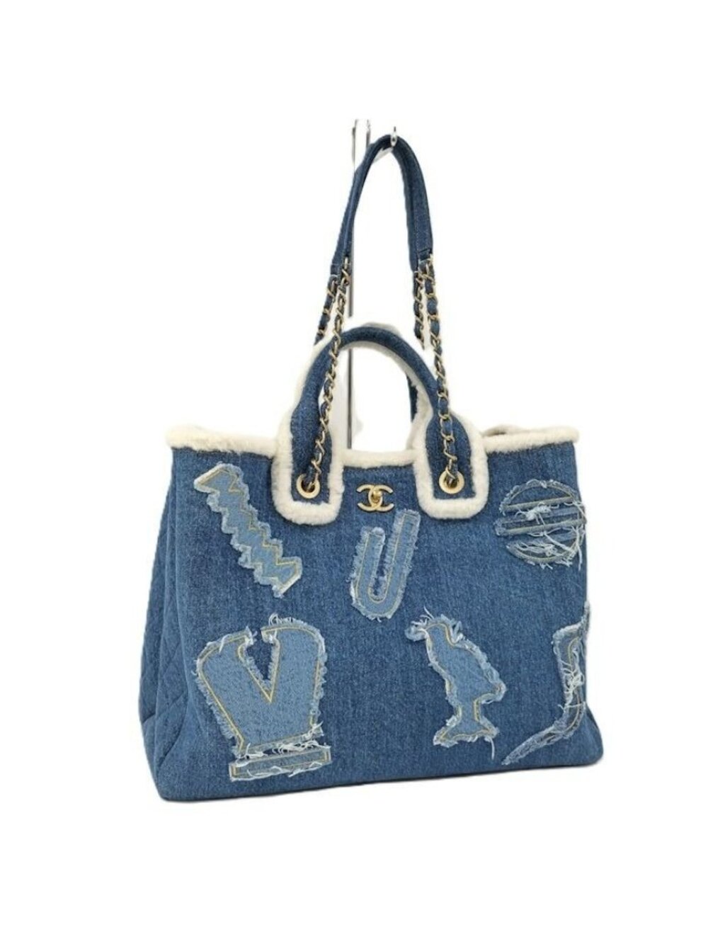 Chanel 2-Way Tote Bag Shopping Denim Blue As0759